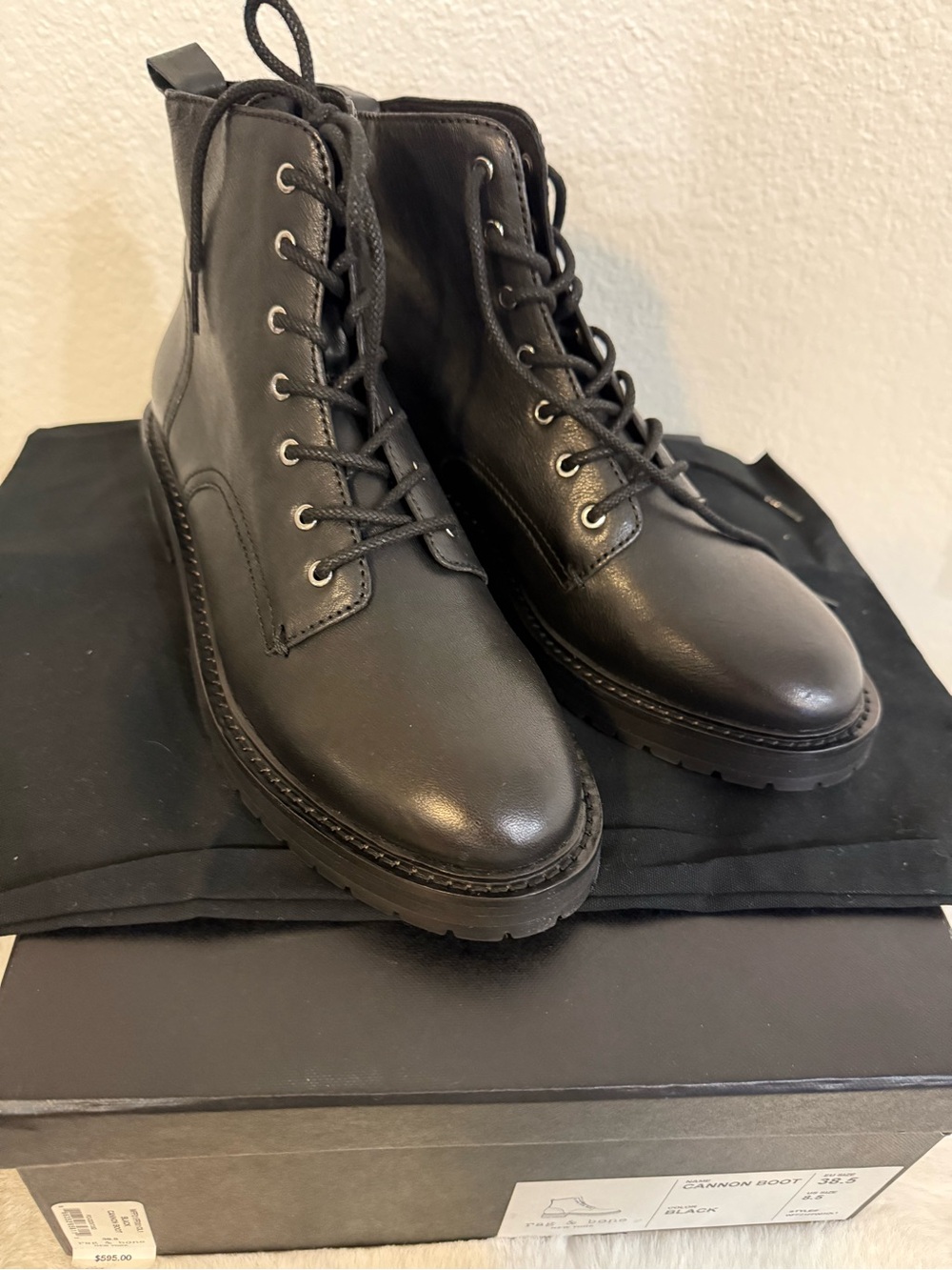 Women’s Black Leather Lace-Up Combat Boots